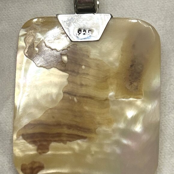 Artisan Sterling Silver 925 Mother of Pearl Iridescent Pendant Shell Boho 2in - Picture 3 of 10